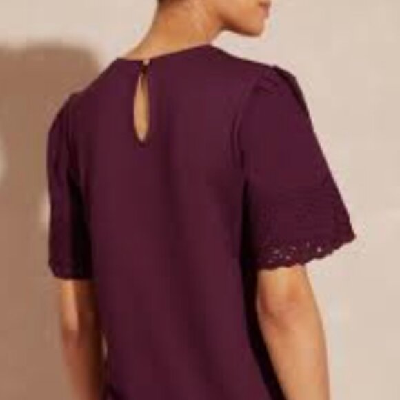 Love & Roses Berry Broderie Trim Tiered Sleeve T-Shirt Size 14 - Picture 2 of 10